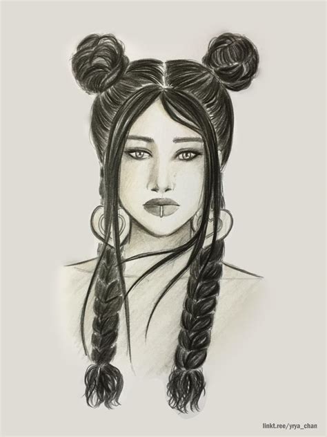 Pencil Sketches Of Girls With Braids - Start sectioning the hair and ...