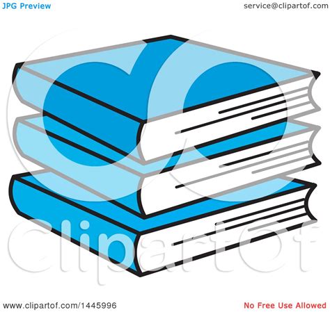 Clipart of a Cartoon Stack of Blue Books - Royalty Free Vector ...