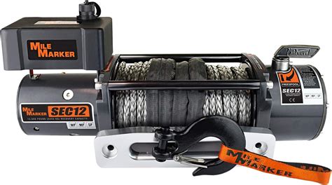 Mile Marker Electric Winch 12,000 Pound 100 Ft. Synthetic Rope - 76-53251BW - Overlanded