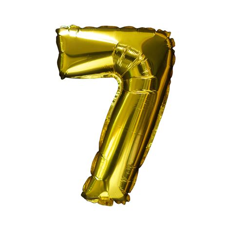 7 Golden number helium balloons isolated background. Realistic foil and latex balloons. design ...