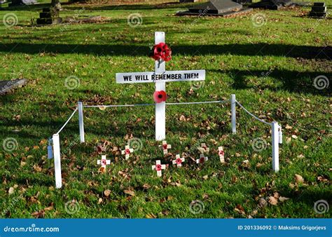 Poppy Cross, Remembrance Day Display in Crediton, Devon November 2 2020 Editorial Photography ...