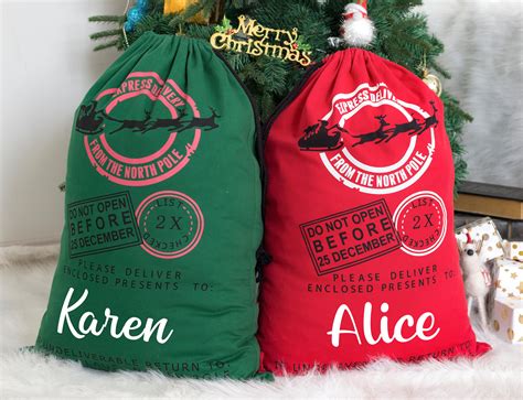 Custom Santa Sack Personalized Christmas Bag for her Christmas | Etsy