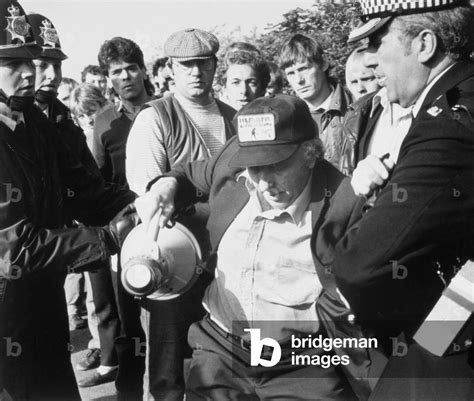 Arthur Scargill being arrested for obstruction during the miners' strike,