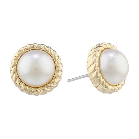 Monet Jewelry Simulated Pearl 14mm Stud Earrings, Color: White - JCPenney