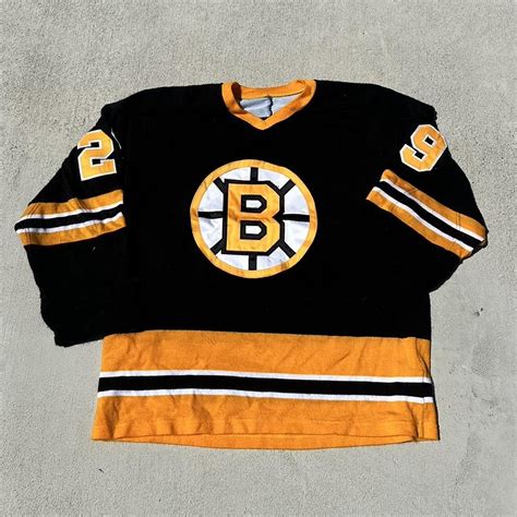 70s Boston Bruins jersey cloth - black and orange... - Depop