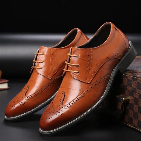 Gentleman Oxford Shoes Men's Dress Business Party Shoes Casual High Quality Brogue Lace Up ...