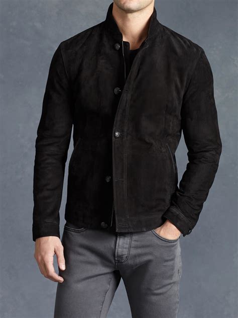 Lyst - John Varvatos Suede Bomber Jacket in Black for Men