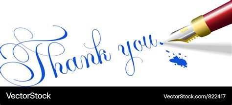 Thank you note fountain pen Royalty Free Vector Image