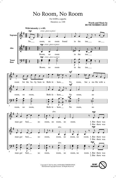 No Room, No Room by Ruth Morris Gray Sheet Music for SATB Choir at Sheet Music Direct