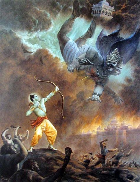 Lord Ramacandra kills the demon Ravana Rama Lord, Relaxation Pour Dormir, Lord Rama Images, Art ...