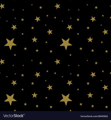 Dark pattern with gold stars on black background Vector Image