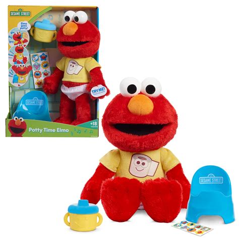 Buy Sesame Street Potty Time Elmo 12-Inch Sustainable Plush Stuffed Animal, Sounds and Phrases ...