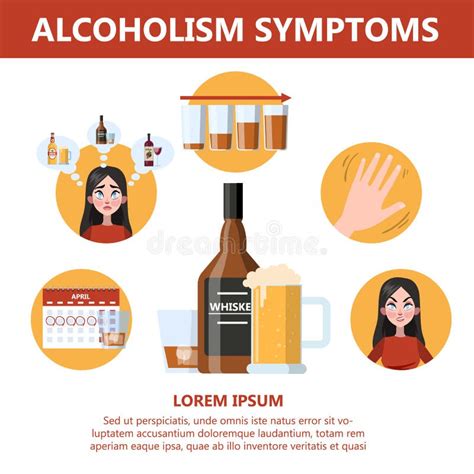 Alcohol Addiction Symptoms. Danger from Alcoholism Infographic Stock Vector - Illustration of ...