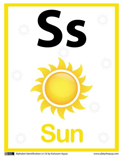 S is for Sun alphabet flashcard | Free Printable Papercraft Templates