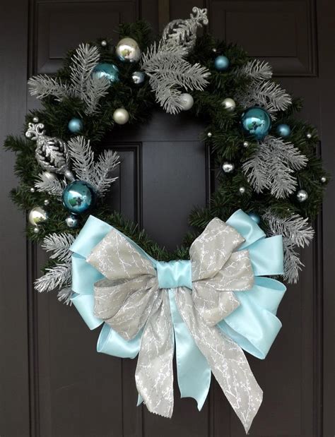 Huge Christmas Wreath Blue & Light Blue Ornaments Christmas Blue Way / Christmas Gift ...