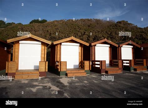 new style beach huts at durley chine bournemouth dorset england uk Stock Photo - Alamy