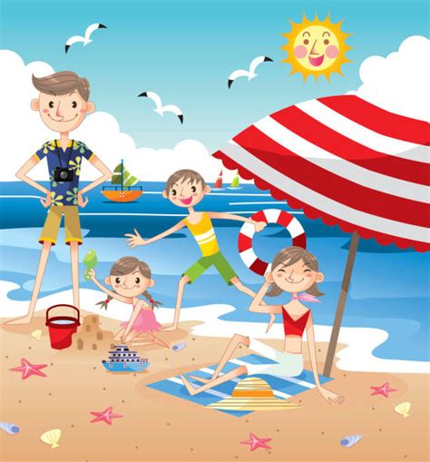 Family Beach Vacation Illustrations, Royalty-Free Vector Graphics & Clip Art - iStock