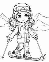 Skiing Coloring Pages sketch template