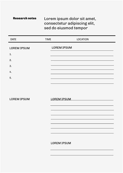 Free Research Notes Template For Google Docs