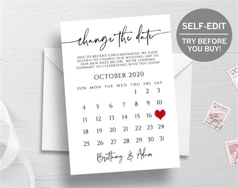 Change the Date Calendar Template TRY BEFORE You BUY Unsave - Etsy