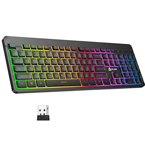 KLIM Light V2 Rechargeable Wireless Keyboard US Layout+ Slim, Durable, Ergonomic + Backlit ...