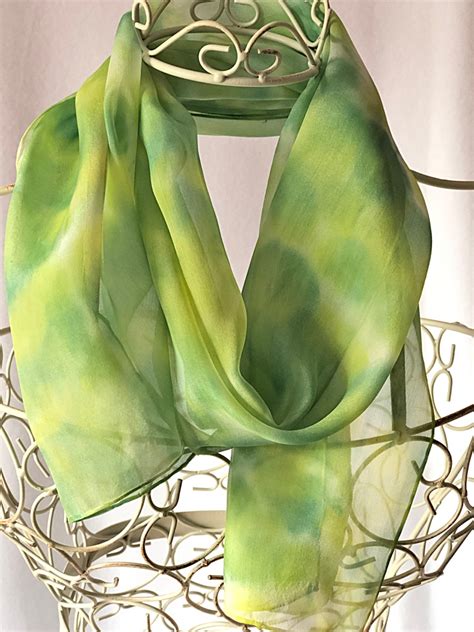 Long Lime Green Silk Scarf, floaty crepe de chine – Art On Silk Accessories