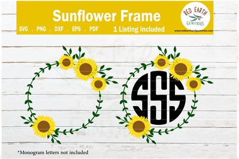 Sunflower Monogram Frame Graphic by redearth and gumtrees · Creative ...