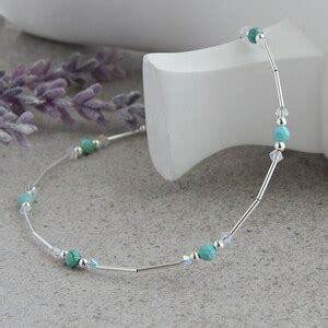 Sterling Silver Ankle Bracelet , Turquoise Anklet for Women, Boho Anklet, Beach Anklet ...