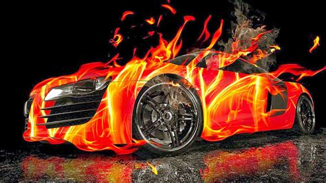 HD wallpaper: Red Ford Mustang 3d Car Fire Wallpaper Hd For Desktop 1920×1080 | Wallpaper Flare