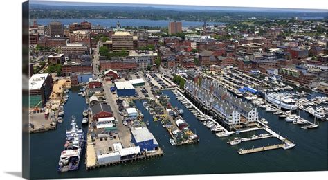 Old Port And Downtown, Portland, Maine, USA - Aerial Photograph Wall ...