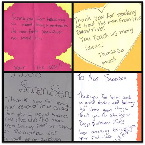 Thank you cards from students – Teresa Swensen