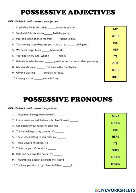 Possessive adjectives and pronouns 1651453 | The Channel