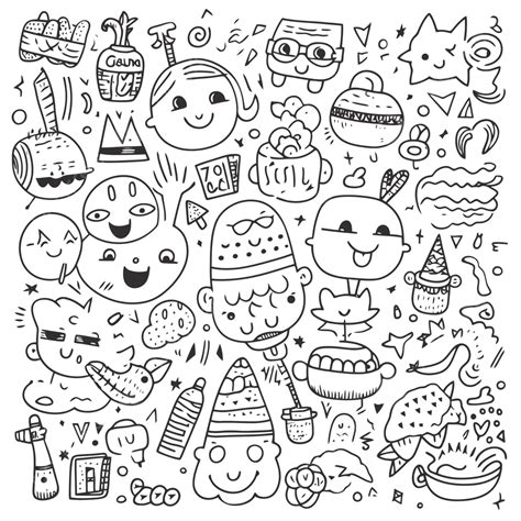 Cute Doodle Of Characters Outline Sketch Drawing Vector, Quotes Drawing ...