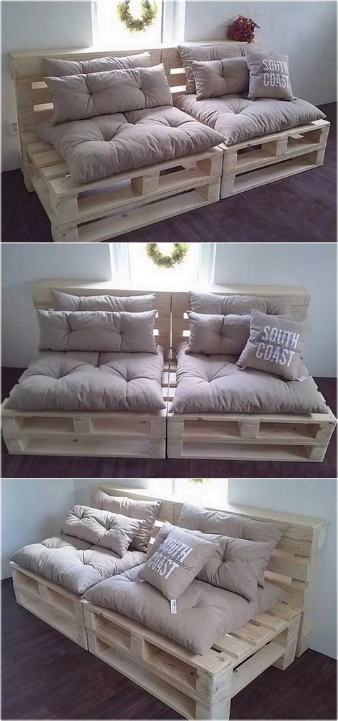 Design your comfort with your own hands. Pallets sofa is a creative idea in the image below ...