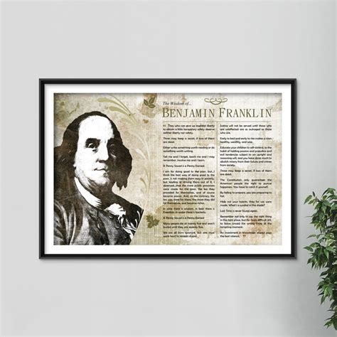 The Wisdom of Benjamin Franklin Original Art Print Featuring His ...