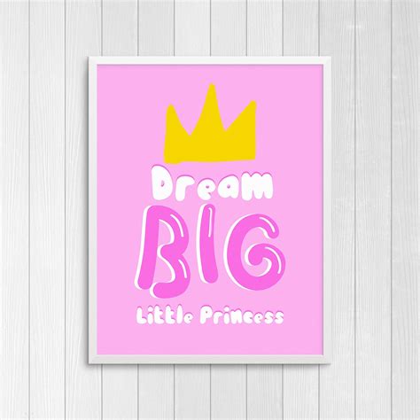 Printable Art Dream Big Little Princess Baby Gift Nursery Wall - Etsy