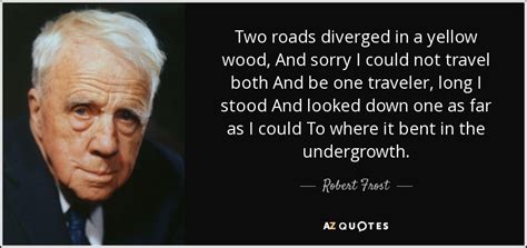 Robert Frost quote: Two roads diverged in a yellow wood, And sorry I...