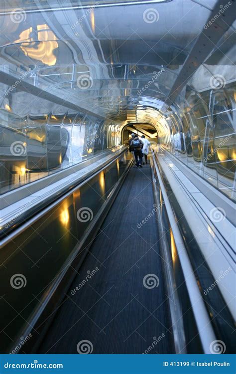 Airport moving walkway stock image. Image of enclosed, mechanized - 413199