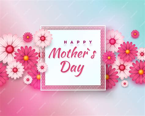 Premium Vector | Happy mother's day, pink and flower