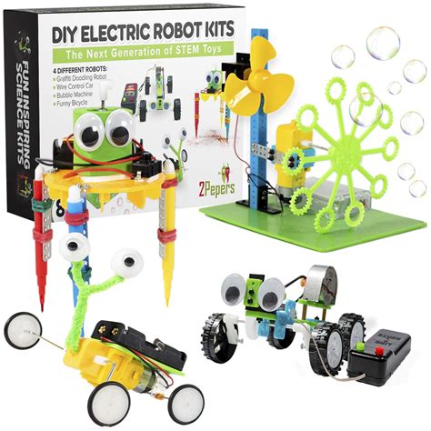 Buy 2Pepers Electric Motor Robotic Science Kits for Kids (4-in-1), DIY STEM Toys Kids Science ...