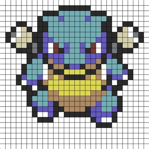 Blastoise Sprite Kandi Pattern | Pixel art pattern, Hama beads pokemon ...