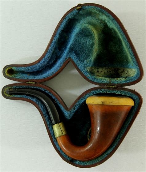 Antique African Calabash Gourd Meerschaum Pipe in Leather Case ...