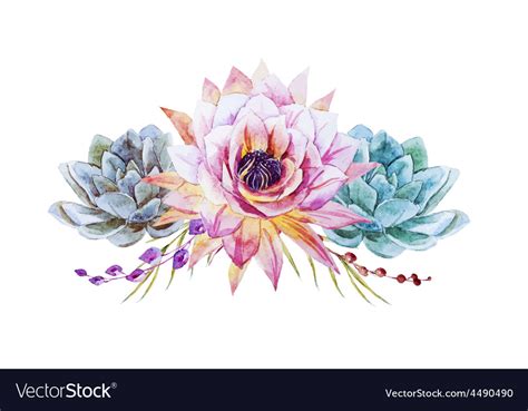 Watercolor lotus Royalty Free Vector Image - VectorStock