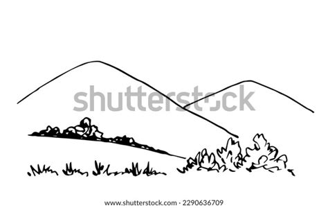 Simple Black Outline Vector Drawing Mountain Stock Vector (Royalty Free) 2290636709 | Shutterstock