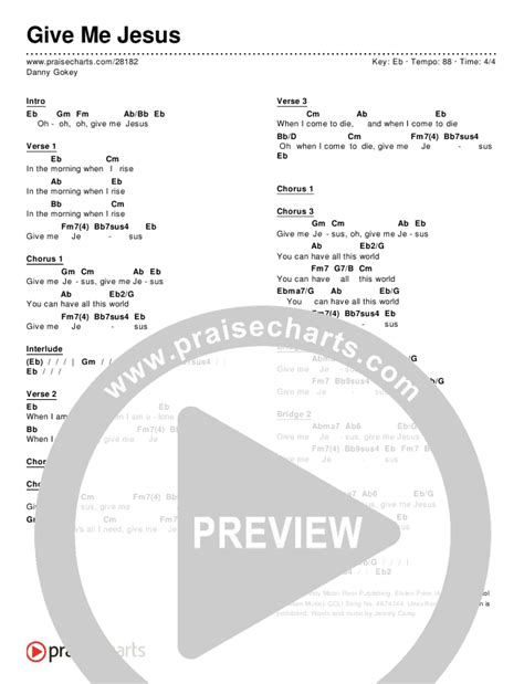 Give Me Jesus Chords PDF (Danny Gokey) - PraiseCharts