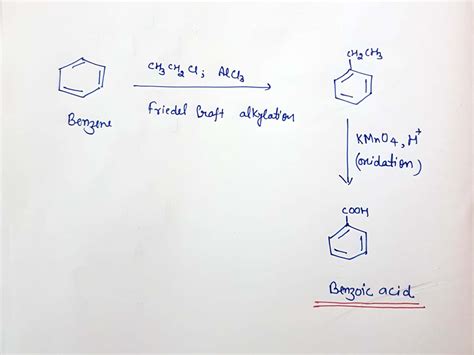 [Solved] Suggest a synthesis for benzoic acid from benzene as the only ...