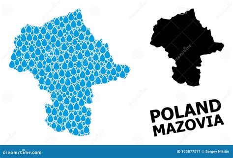 Vector Collage Map of Mazovia Province of Water Drops and Solid Map ...