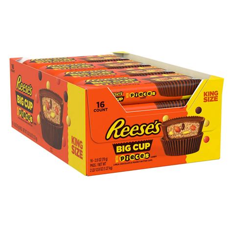 REESE'S, STUFFED WITH PIECES Big Cup Milk Chocolate Peanut Butter Cups Candy, Bulk Individually ...