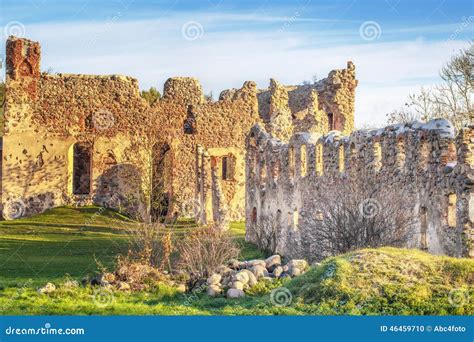 Livonian Order Medieval Castle Ruins Stock Photo - Image of construction, detail: 46459710