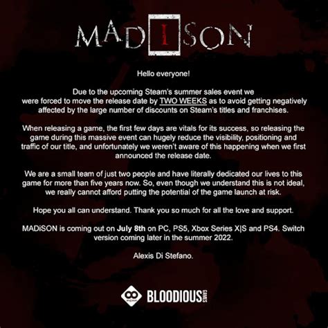 MADiSON: Horror Game Delayed Again - AllKeyShop.com